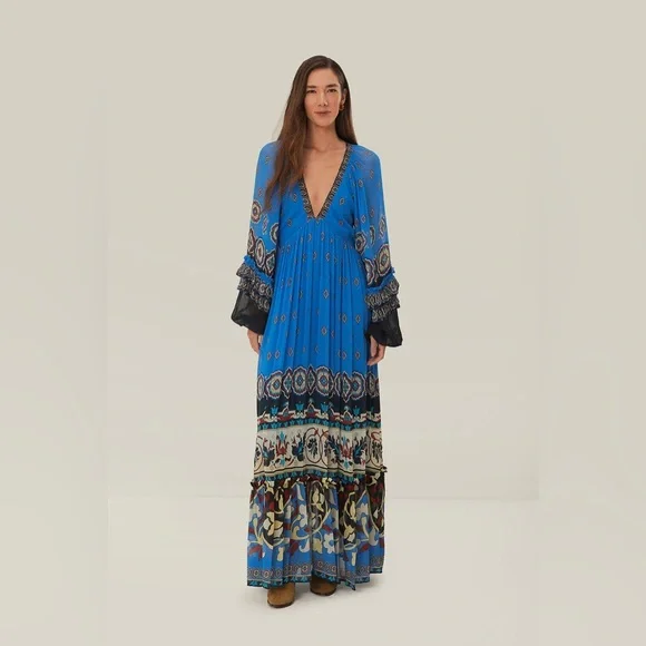 FARM Rio Blue Ainika Tiles Maxi Dress - Picture 5 of 16
